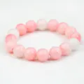 Bracciale perle di giada imitata rosa bianco 12mm corda elastica gioielli donna variante - Sfera da 12mm / rosa ciliegia
