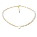Collana Perle di Cristallo Ciondolo con Lettera D in Conchiglia Gioiello Estivo Moda - Modello D