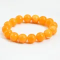 Bracciale Di Perle Arancioni 12mm Corda Elastica Imitazione Giada Gioielli Moda Donna - Sfera da 12mm / Giallo Ambra