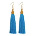 Lunghi orecchini con nappa blu e ganci dorati, gioielli eleganti e alla moda per le donne. - Blu (E1812)