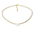 Elegante collana girocollo di perle in cristallo con ciondolo lettera H bianca donna. - Stile H