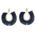 Orecchini con nappe blu donna moda tendenza lunghi pendenti gioielli variante stile. - Blu Inchiostro (E1821)