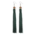 Lunghi orecchini con napphe verdi con perline di metallo decorative stile bohémien per donne - Verde Scuro (E1808)