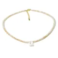 Collana Perline Cristallo Pendente Lettera Q Madrepora Catena Estensione Gioiello - Stile Q