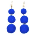 Lunghi orecchini pendenti con pompon blu da donna moda gioielli palla soffice stile - Blu (E1748)