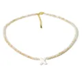 Collana girocollo di perline con ciondolo lettera X in conchiglia bianca e cristallo - Stile X