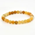Klassisches gelbes Jade Achat runder Perlen elastisches Armband Vintage stapelbarer Schmuck - Alter Topas (B1753) / 6mm
