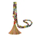 Colorful gemstone prayer beads necklace with long multi-color tassel for middle east style. - N2673 Long Tassel Mala Necklace