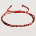 Braccialetto intrecciato di perline rosse Miyuki colorate regolabile stile minimalista - Rosso