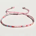 Bracciale regolabile intrecciato con perline miyuki colorate minimalista da donna gioiello. - Rosa