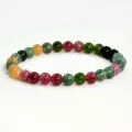 Buntes Edelstein Perlen Armband 6mm Mehrfarbig Naturstein Stapelbar für Damen Schmuck - Turmalin (B1735) / 6mm