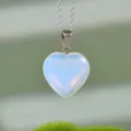 Collana con Ciondolo Cuore Pietra Opale Catena Argento Donna Moda Gioielli Regalo - Opale