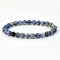 Naturstein blauer Fleck runder Perlen Armband, Vintage Handgemachte Schmuck für Damen Herren - Blaupunktstein (B1729) / 6mm