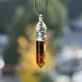 Natural tiger eye stone hexagonal pillar pendant with black cord necklace for daily wear. - Hexagonal Column Style / Tiger's Eye
