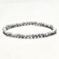 White Howlite Beaded Bracelet, natural black vein round stone stretch wristband jewelry. - Howlite