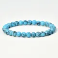 Natürliche Türkis Perlen Armband für Damen, handgemachte Stein Kristall Schmuck. - Blauer Türkis (B1744) / 6mm