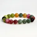 Colorful natural tourmaline stone beaded elastic bracelet for women fashion jewelry - 10mm