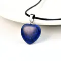 Heart-shaped natural stone pendant necklace with black cord, elegant and versatile daily jewelry. - Lapis Lazuli