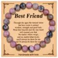 Bracciale di Perle in Pietra Naturale Rosa Regalo di Amicizia Gioielli per Donne e Ragazze - Stile Rodonite (B1737) / Pezzo Singolo / Rosso e nero
