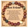 Bracciale di perle in pietra naturale 8mm elastico cristallo gioiello amicizia regalo - Stile Pietra di Pino Rosso Naturale (B1746)