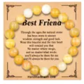 Bracciale di perle in pietra naturale giallo e bianco 8mm braccialetto elastico con carta - Stile Giada Topazio (B1753)
