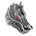 Retro punk titanium steel dragon head ring for men, cool animal ring statement jewelry accessory. - Size 7 / Steel
