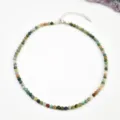Collier de Perles en Agate Indienne Rétro Bijou de Clavicule en Pierre Multicolore - 4mm