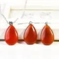 Stunning Red Teardrop Pendant Necklace and Matching Earrings Set for Women Fashion Jewelry - Pink Agate
