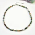 Collier de perles en agate indienne vintage chaîne de clavicule en pierre naturelle femme - 6mm