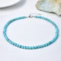Collana girocollo con perline di turchese blu fatta a mano catena di clavicola per donna uomo. - Sodalite blu - 6 mm