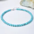 Collana di perle di turchese fatta a mano per uomo e donna, girocollo elegante. - Sodalite blu - 8 mm