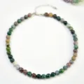 Collier de perles en agate indienne naturelle ras du cou gemme multicolore pour femme - 8mm