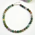 Collier de perles en agate indienne vintage pour femmes, bijoux de chaîne de clavicule. - 10mm