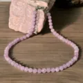 Lavender natural stone beaded round necklace with silver extender chain for women. - Purple Jade - 6mm
