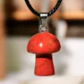 Collana con ciondolo a fungo in pietra naturale simpatica catena clavicolare rossa donna - Diaspro Rosso