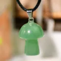 Collana con Pendente a Fungo in Cristallo Verde Gioiello in Pietra Donna con cordino - Giada avventurina