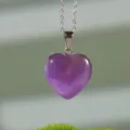 Collana con ciondolo a cuore in ametista da donna, gioiello con catena in cristallo. - Ametista