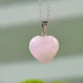 Collana con Pendente Cuore in Quarzo Rosa Naturale Catena Argento Gioiello Cristallo Donna - Quarzo rosa