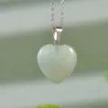 Collana con pendente a cuore in cristallo verde chiaro catena argento gioiello elegante - Aventurina verde