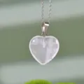 Collana con Pendente a Cuore di Cristallo Quarzo Rosa Catena Argento Donna Moda Gioiello - Cristallo di rocca