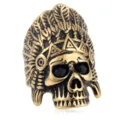 Vintage Edelstahl Edelstahl Indianer Häuptling Totenkopf Ring für Herren, Biker Schmuck. - Größe 7 / Gold (Schwarzes Auge)