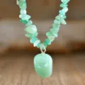 Natürliche grüne Stein Splitter Halskette Anhänger unregelmäßige Edelstein Kette Schmuck - Aventurin-Jade