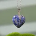 Collana con ciondolo a cuore in pietra naturale blu catena argento elegante gioielli donna - Diaspro a Macchie Blu