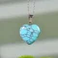 Collana con Pendente a Cuore Turchese Catena Argentata Gioiello Regalo per Donna - Turchese blu