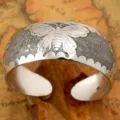 Bracciale rigido largo in argento vintage etnico inciso farfalla bracciale aperto donna - Farfalla