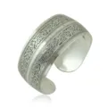 Bracciale rigido largo in argento vintage stile etnico intagliato gioielli bohémien new - Stile A Fiore In Rilievo
