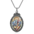 Collar de acero inoxidable retro con diseño de arte religioso para uso diario y moda. - Colgante Solo (Sin Cadena) - Figura 01
