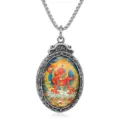 Collar con colgante thangka vintage de acero inoxidable con arte de deidad religiosa colorida. - Colgante Solo (Sin Cadena) - Figura 05