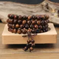 Vintage 108 sandalwood beads bracelet multi wrap Buddhist prayer wooden jewelry item - Black Rosewood