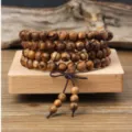 Retro 108 beads wooden bracelet, classic multi-layer wrap meditation prayer beads. - Vietnamese Agarwood